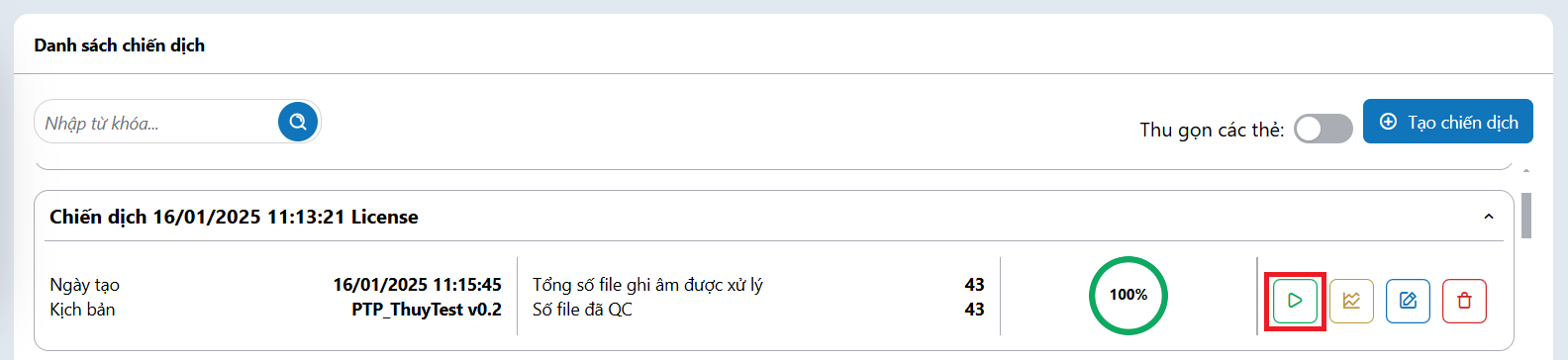 Chấm điểm tất cả danh sách chưa thực thi