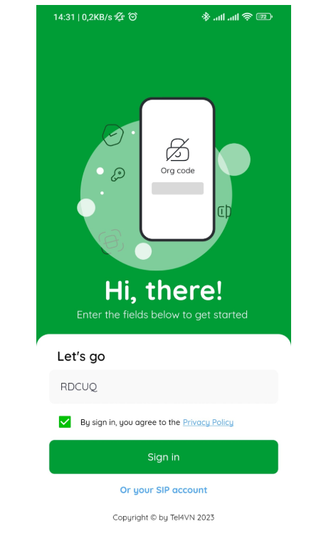 nhập org code