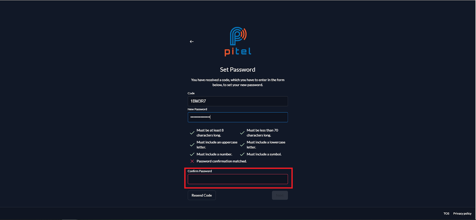 Nhập lại mật khẩu vào ô [Confirm Password]
