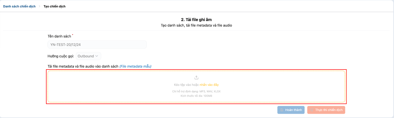 Tải file metadata