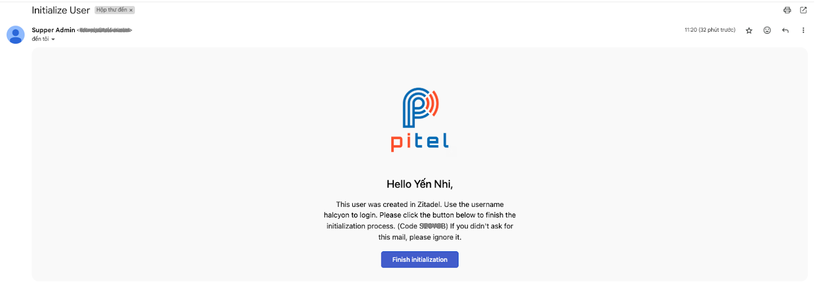 Email chứa code
