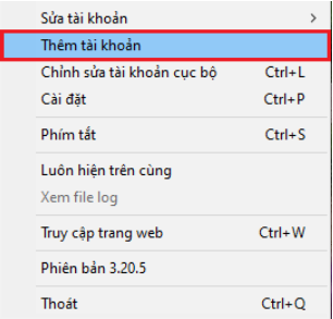 chọn thêm tài khoản ở góc dưới