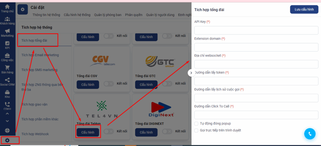 tích hợp tổng đài Tel4VN trên Getfly CRM