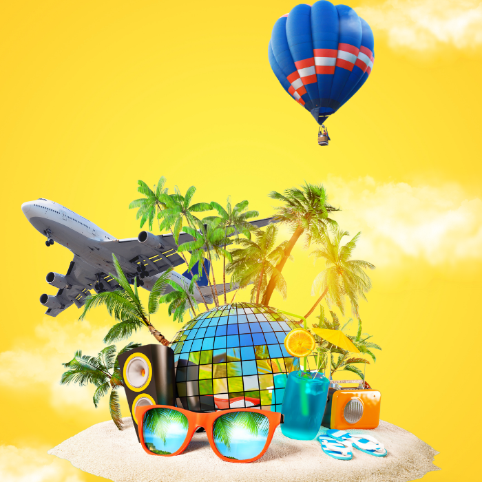 Yellow and Blue Illustrative Travel Instagram Post